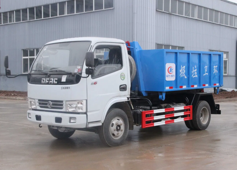 China Dongfeng 4cbm Roll off Refuse Collector Truck Hook Lift Garbage Truck
